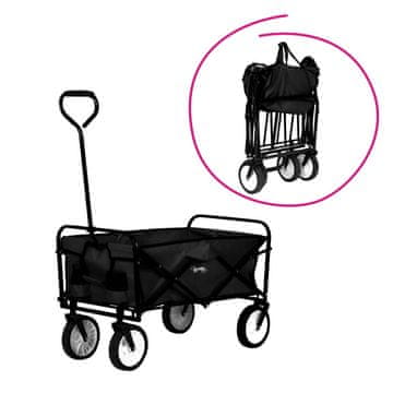 KONDELA Vrtni zložljivi voziček Mabin - črna