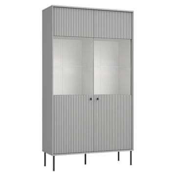 KONDELA Vitrina Aris 2D - siva / črna