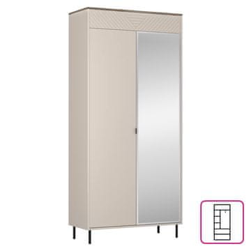 KONDELA Dvodelna garderobna omara z ogledalom Eyco 2D/40 - kašmir / hrast castello