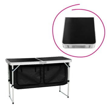 KONDELA Zložljiva kamping miza z organizatorjem Kepi Tip 3 - siva / črna