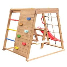 KONDELA Leseno vrtno igrišče z toboganom Fanky - rjava / mix barv