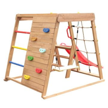 KONDELA Leseno vrtno igrišče z toboganom Fanky - rjava / mix barv