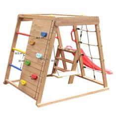 KONDELA Leseno vrtno igrišče z toboganom Fanky - rjava / mix barv