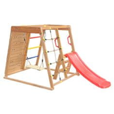 KONDELA Leseno vrtno igrišče z toboganom Fanky - rjava / mix barv