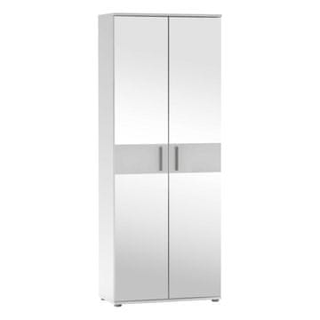 KONDELA Servo tip 7 dvovratna regalna omarica z ogledalom