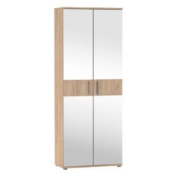 KONDELA Servo tip 7 dvovratna regalna omarica z ogledalom