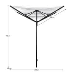 KONDELA Vrtno stojalo za sušenje perila Rotary New Typ 3 - črna