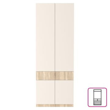 KONDELA Štirivratna garderobna omara Vertio SZF4D2S - hrast sonoma / kašmir