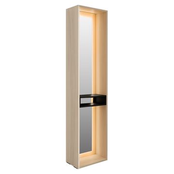 KONDELA Panel z ogledalom in LED osvetlitvijo Barcelone - hrast barista