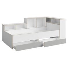 Otroška postelja z letvami in prostorom za shranjevanje Pinio 90x200 cm - bela / siva