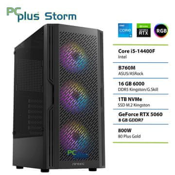 PCplus Storm Core i5 14400F 16GB 1TB SSD RTX 5060 8GB gaming namizni računalnik