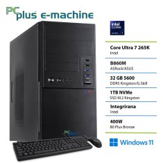 PCplus e-machine Core Ultra 7 265K 32GB 1TB SSD Windows 11 Home tipkovnica miška namizni računalnik