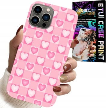 shumee OVITEK ZA IPHONE 11 PRO - ROZA OVITEK S SRČKI IN KARIERJI + STEKLO