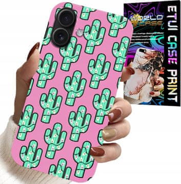 shumee OVITEK ZA IPHONE 16 PLUS - KAKTUSI, KAKTUS NA ROZA OZADJU + FOLIJ