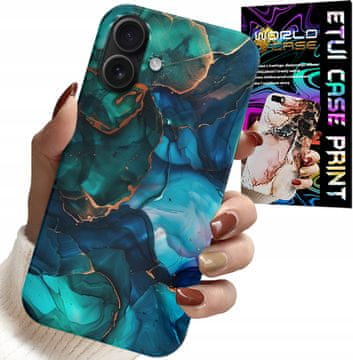 shumee OVITEK ZA IPHONE 16 - MODRO-ZELEN MARMORNI VZORCI NA HRBTNI STRANI