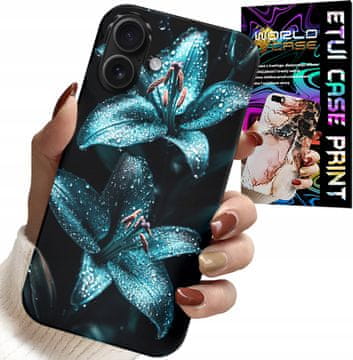 shumee OVITEK ZA IPHONE 16 PLUS - TURKIZNE LILIJE, CVETJE, OHIŠJE + STEKLO