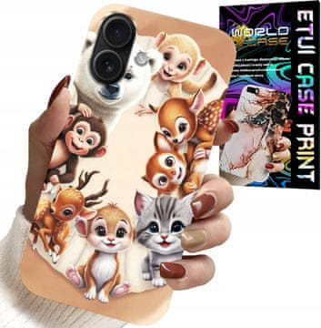 shumee OVITEK ZA IPHONE 16 - HRBTNA STRAN ZA OTROKE Z GOZDNIMI ŽIVALMI