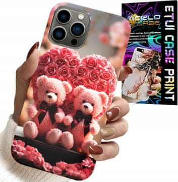 shumee OVITEK ZA IPHONE 11 PRO - ROŽNATO MEDVEDJE SRCE + STEKLO