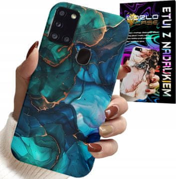shumee OVITEK ZA SAMSUNG GALAXY A21s - MODRO-ZELEN MARMORNI VZOREC NA HRBTNI STRANI