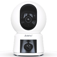 Arenti P3TT 3MP UHD Notranja kamera z dvema objektivoma, vrtenjem in nagibanjem, 2,4 GHz in 5 GHz, dvopasovna WiFi
