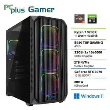 PCplus Gamer namizni računalnik, R7-9700X, 32GB, SSD2TB, RTX5070, W11H