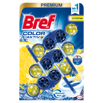 shumee Bref Wc Color Aktiv+ čistilo za straniščno školjko in dišava z vonjem limone 3 x 50 g