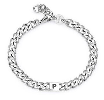 S'Agapõ Moška jeklena zapestnica s črko P Monogram SMG26