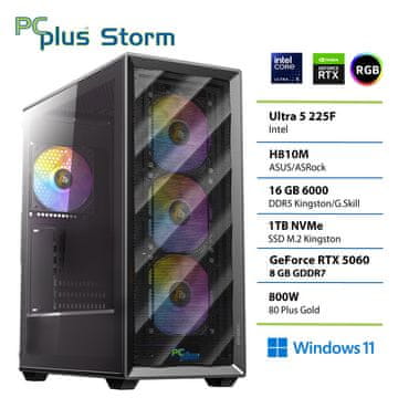 PCplus Storm namizni računalnik, Ultra 5-225F, 16GB, SSD1TB, RTX5060, W11H