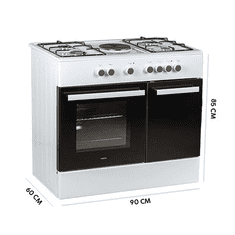 MPM Štedilnik prostostoječ -96-KGE-15, 90cm, 4x plin+1x elek., beli