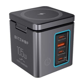 Blitzwolf Polnilnik Blitzwolf BW-i113 GaN, 105W, USB-A, 3xUSB-C