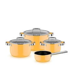 Fusiontec Mineral Pro 4-delni set posode, 16/16/20/24 cm, stekleni pokrovi, rumen (519085290)