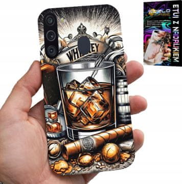 shumee OVITEK ZA SAMSUNG GALAXY A21 - VZORCI VISKIJA IN CIGARE ZA MOŠKE, HRBTNA STRAN