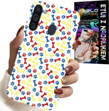 shumee OVITEK ZA SAMSUNG GALAXY A21 - RISANKE PASULJE S TAPICAMI IN KOSTI + STEKLO