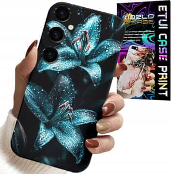 shumee OVITEK ZA SAMSUNG GALAXY A04S - TURKIZNE LILIJE, CVETJE, OHIŠJE + STEKLO