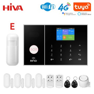 KJB 4G WiFi pametni domaci alarmni sistem – Tuya Smart Life App Burglar Kit s PIR in senzorjem za vrata, deluje z Alexo