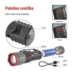 Emos LED polnilna svetilka, kovinska, 300 lm, 700 mAh