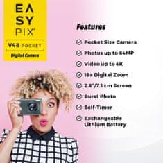 EasyPix Easypix V48 Pocket – Kompaktna Digitalna Kamera z 4K Video + 18× Digitalni Zoom (EASYPIX20212)