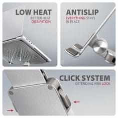 AXAGON AXAGON STND-LR Aluminijasto stojalo z vrtenjem 360° za 17,3-palčne prenosnike, nastavljiva višina in kot