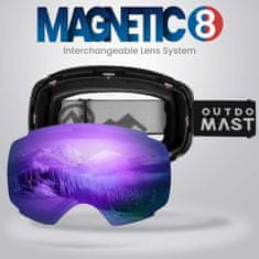 Outdoor master Smučarska Očala Pro Snow + prozorna leča, Black&Grey okvir in Grey/Purple Revo leča