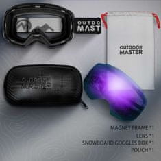 Outdoor master Smučarska Očala Pro Snow + prozorna leča, Black&Grey okvir in Grey/Purple Revo leča
