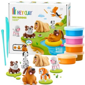 sarcia.eu Hey Clay Psi prijatelji, PSI Igriva plastična masa + dodatki, modelirna glina, 15 barv