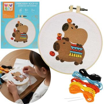 sarcia.eu Wow Box - Veseli KAPIBARI Komplet za vezenje, ustvarjalni komplet z vezenim obročem 8+