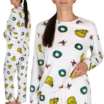 sarcia.eu Grinch Božič, PLUŠNE, dvodelne ženske pižame, TOPLE pižame z dolgimi rokavi