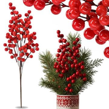 sarcia.eu Okrasna vejica z rdečimi jagodami, okrasna JAREBIKA, božična dekoracija 50 cm 1 kusov