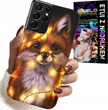 shumee OVITEK ZA SAMSUNG GALAXY S21 Ultra - OVITEK Z LJUBKIMI ŽIVALMI IZ LISICE IN GOZDA + FOLIJ