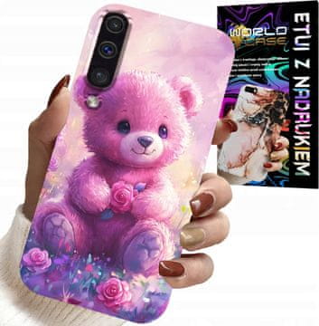 shumee OVITEK ZA SAMSUNG A50 / A30S - LJUBEK MEDVEDEK NA ROZA OZADJU, OVITEK + STEKLO