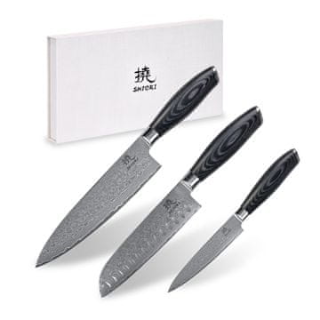 shumee Shiori 3-Set 撓 Kuro Murō + Santoku + Sifu - komplet treh nožev iz damaščanskega jekla