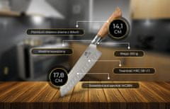 shumee Shiori 撓 Shibuki Santoku - univerzalni, večnamenski kuharski nož iz sandvik jekla 14C28N