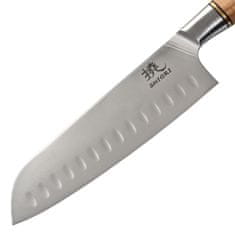 shumee Shiori 撓 Shibuki Santoku - univerzalni, večnamenski kuharski nož iz sandvik jekla 14C28N