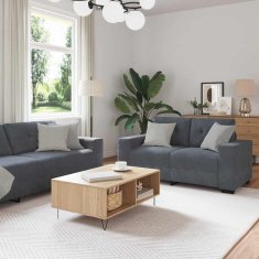 Vidaxl Kavčna garnitura 3 pcs Temno siva 221 x 80 x 80 cm Žamet